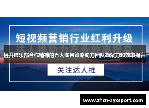 提升俱乐部合作精神的五大实用策略助力团队凝聚力和效率提升